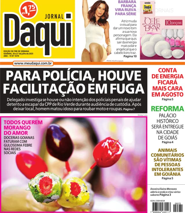 Capa jornal Daqui - O Popular 2025-07-26