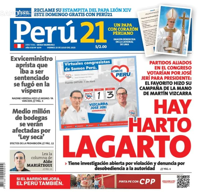 Capa jornal Perú 21 2025-07-25