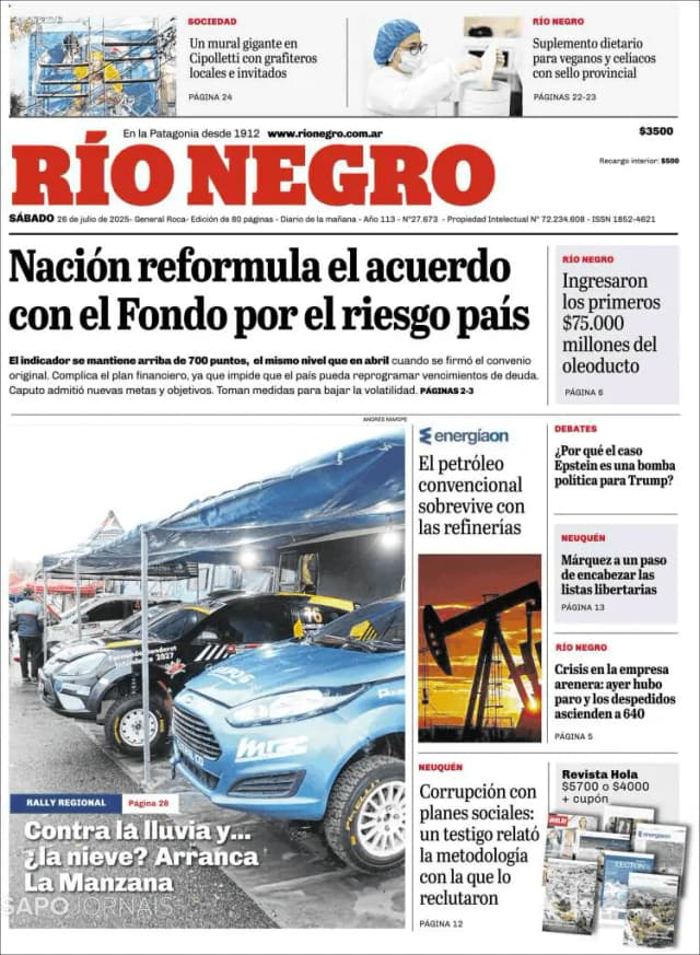 Capa jornal Rio Negro 2025-07-26
