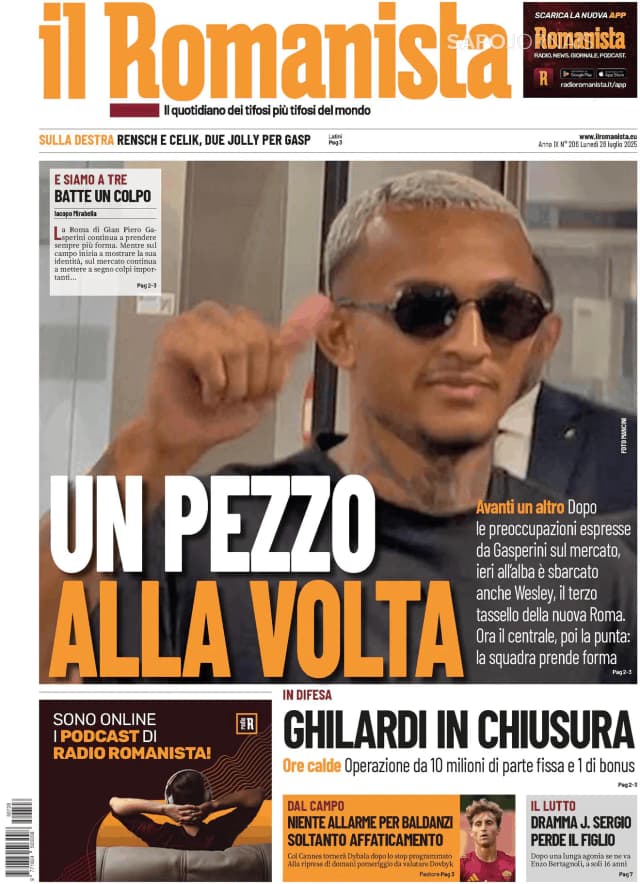 Capa jornal Il Romanista 2025-07-28