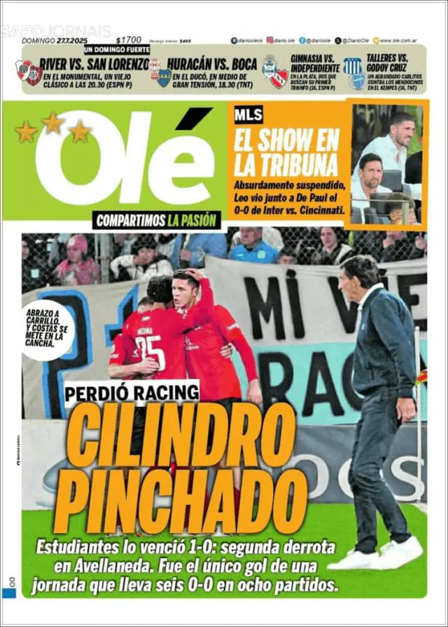 Capa jornal Olé 2025-07-27