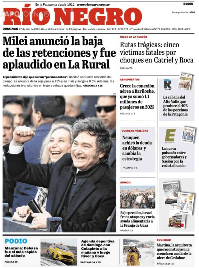 Capa jornal Rio Negro 2025-07-27