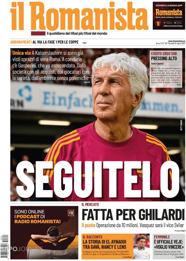 Capa jornal Il Romanista 2025-07-29