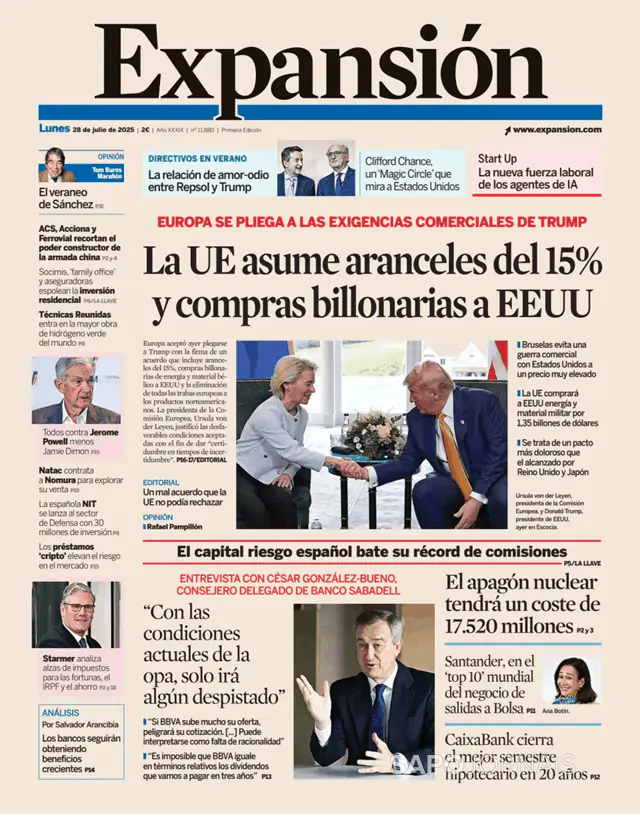 Capa jornal Expansión 2025-07-28