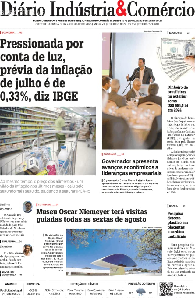 Capa jornal Diário Indústria & Comércio 2025-07-28