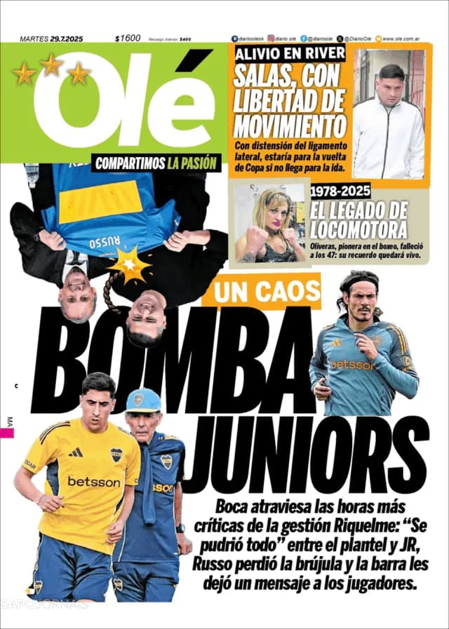 Capa jornal Olé 2025-07-29