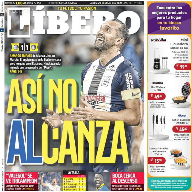 Capa jornal Líbero 2025-07-28