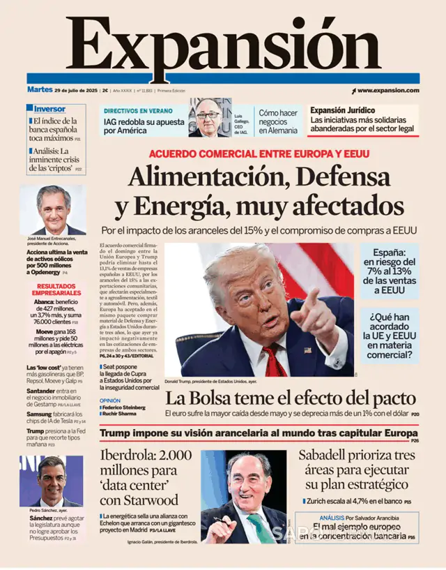 Capa jornal Expansión 2025-07-29