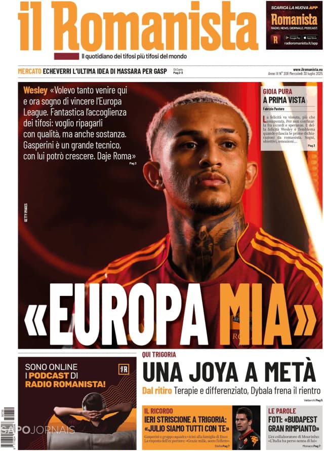 Capa jornal Il Romanista 2025-07-30