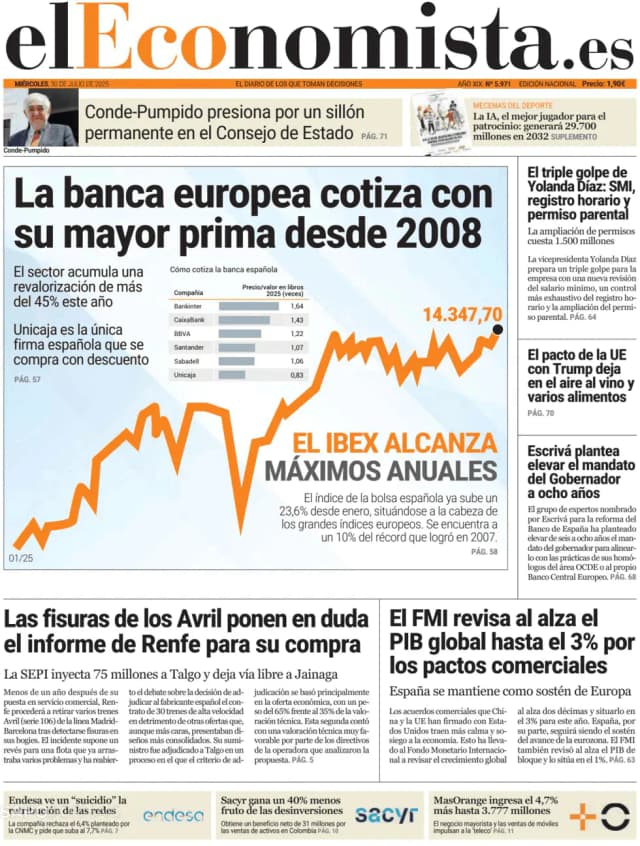 Capa jornal El Economista 2025-07-30