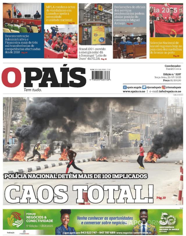 Capa jornal O País 2025-07-29