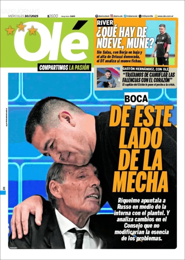 Capa jornal Olé 2025-07-30