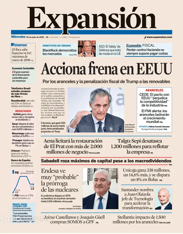 Capa jornal Expansión 2025-07-30