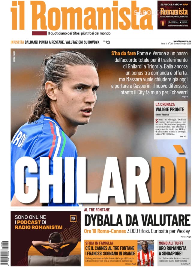Capa jornal Il Romanista 2025-07-31