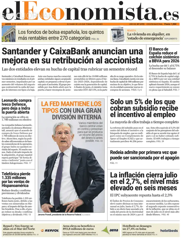 Capa jornal El Economista 2025-07-31