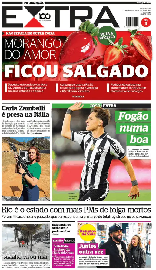 Capa jornal Extra 2025-07-30