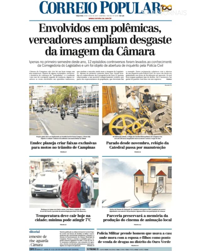 Capa jornal Correio Popular 2025-07-29