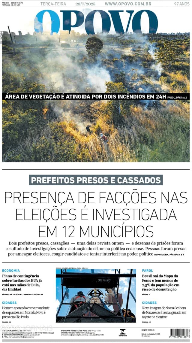 Capa jornal O Povo 2025-07-29