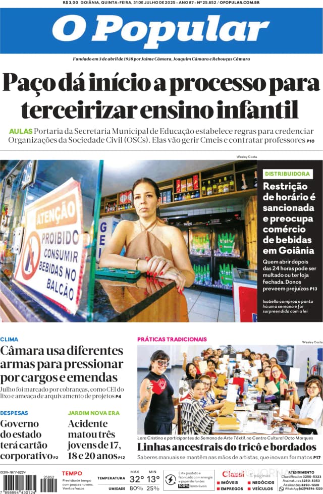 Capa jornal Daqui - O Popular 2025-07-31