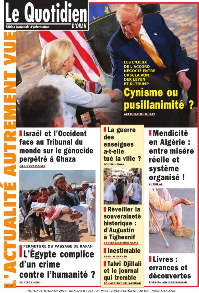 Capa jornal Le Quotidien D’Oran 2025-07-31