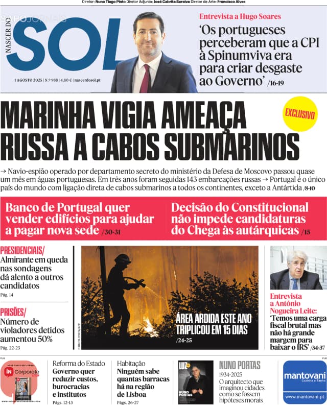 Capa jornal Nascer do SOL 2025-08-01