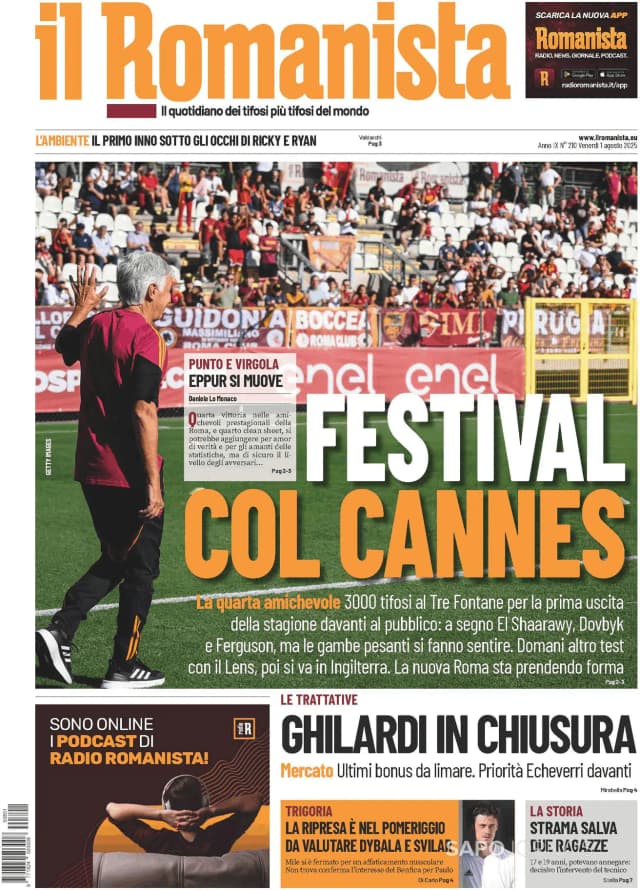 Capa jornal Il Romanista 2025-08-01
