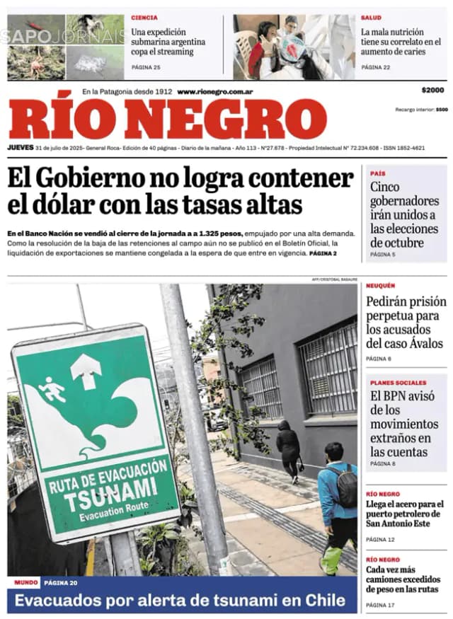Capa jornal Rio Negro 2025-07-31