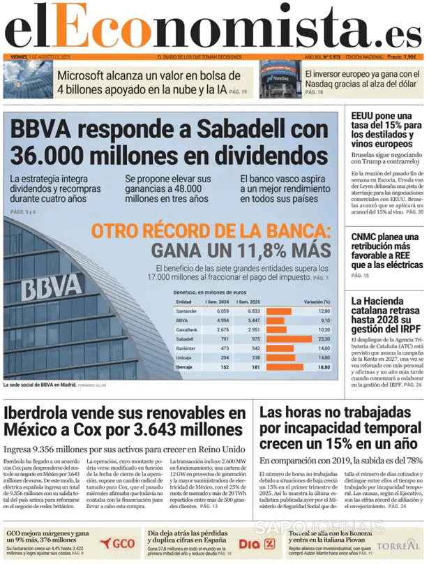 Capa jornal El Economista 2025-08-01