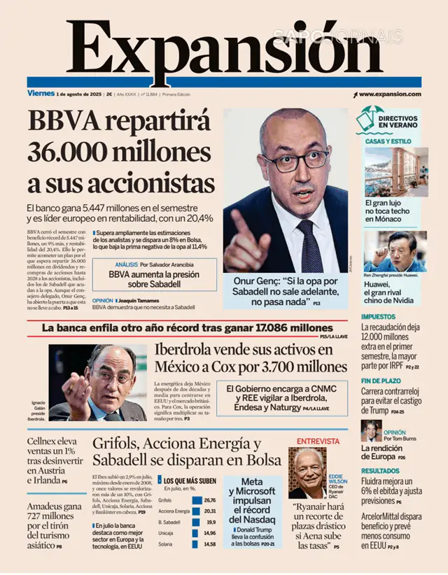 Capa jornal Expansión 2025-08-01