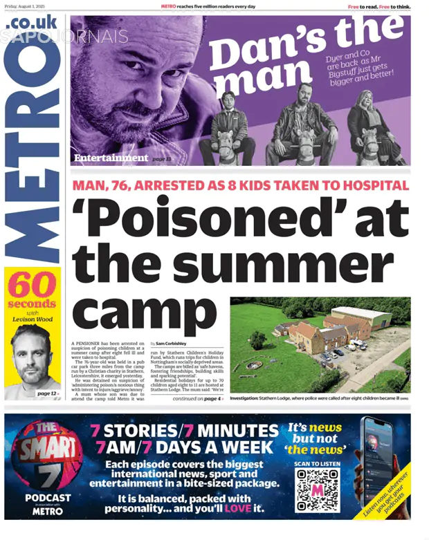 Capa jornal Metro London 2025-08-01