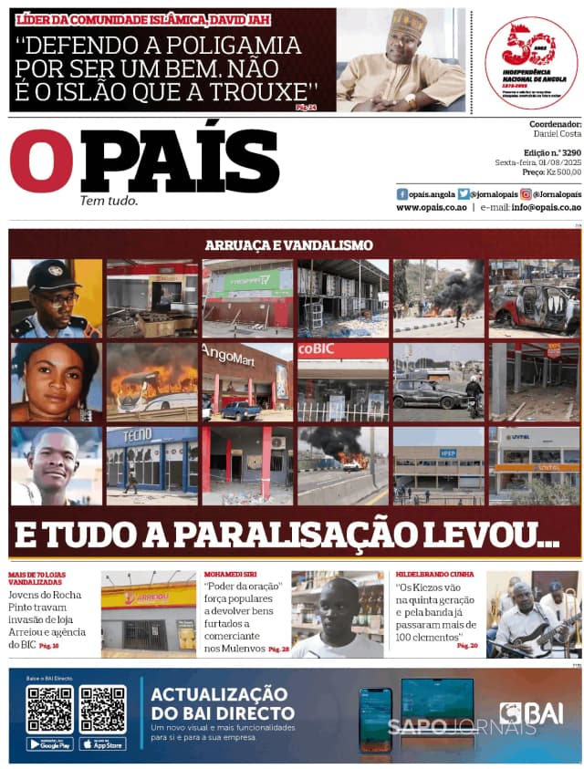 Capa jornal O País 2025-08-01