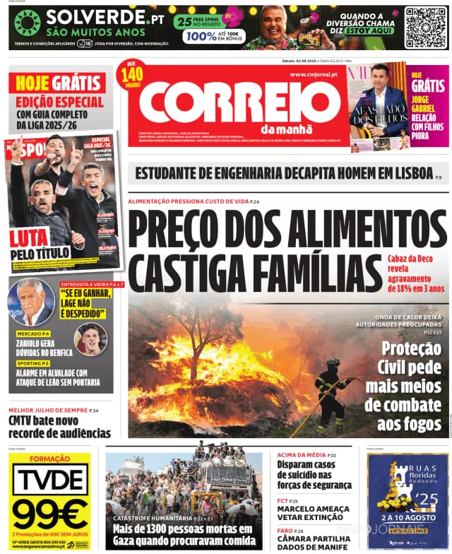 Capa jornal Correio da Manhã 2025-08-02