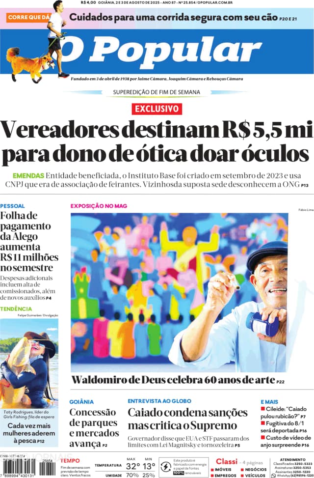 Capa jornal Daqui - O Popular 2025-08-02