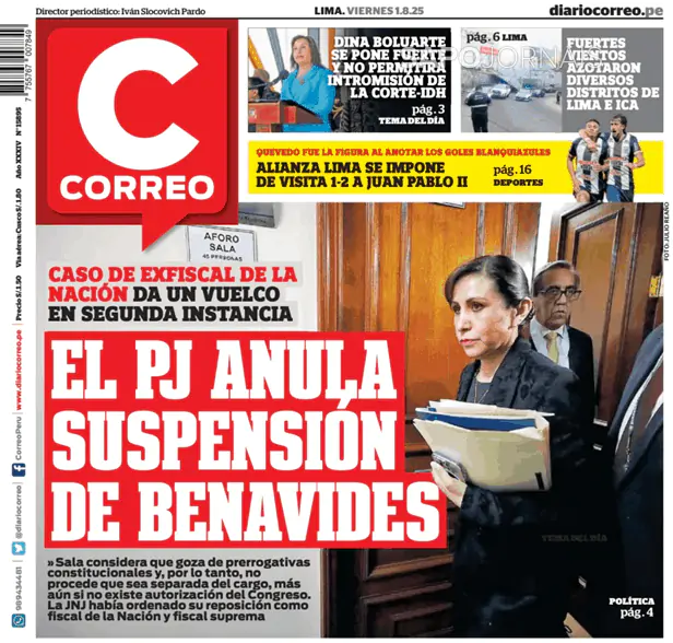 Capa jornal Diario Correo 2025-08-01