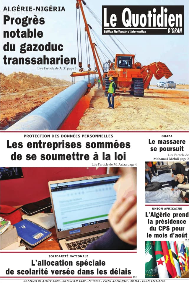 Capa jornal Le Quotidien D’Oran 2025-08-02