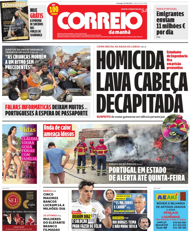Capa jornal Correio da Manhã 2025-08-03