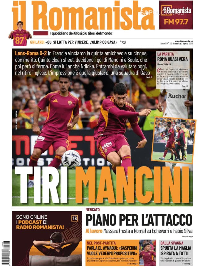 Capa jornal Il Romanista 2025-08-03