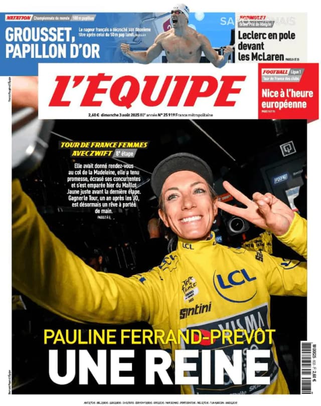 Capa jornal L'Équipe 2025-08-03