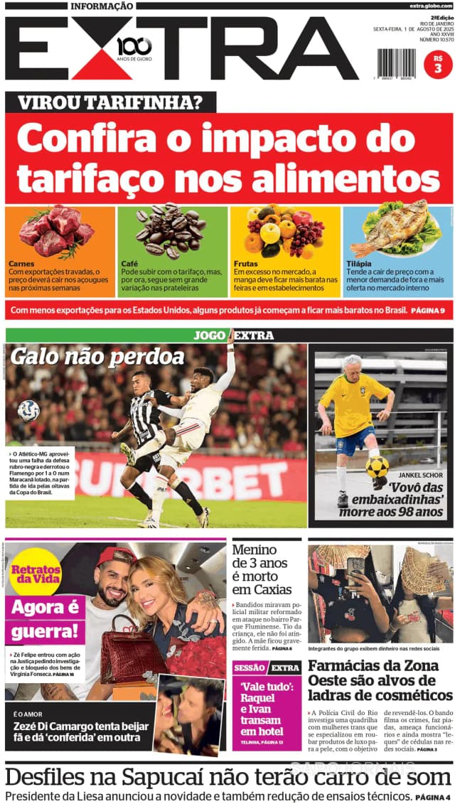 Capa jornal Extra 2025-08-01