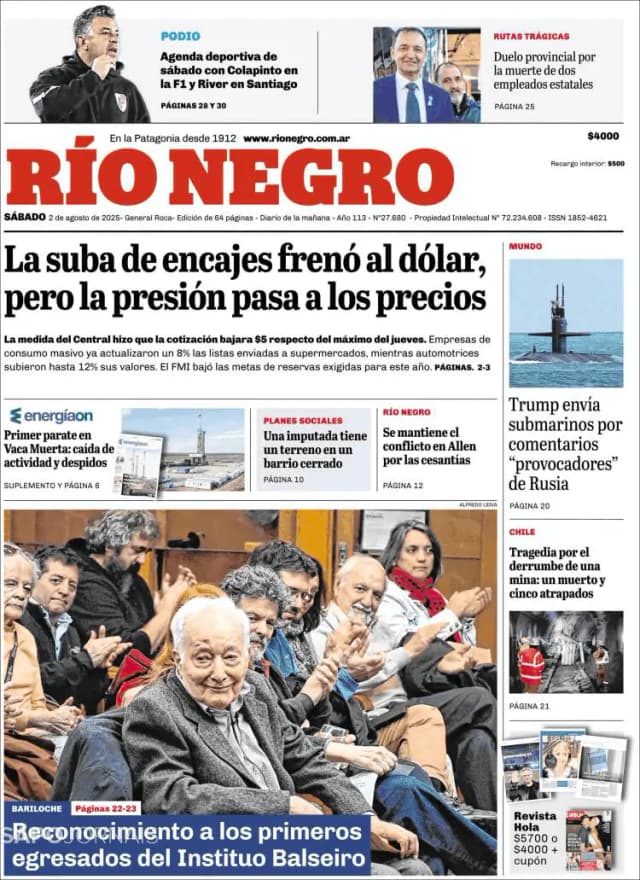 Capa jornal Rio Negro 2025-08-02