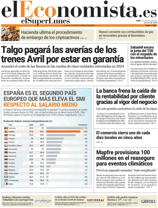 Capa jornal El Economista 2025-08-04