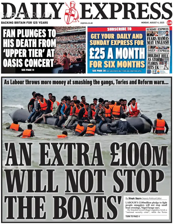 Capa jornal Daily Express 2025-08-04