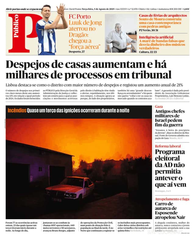 Capa jornal Público 2025-08-05