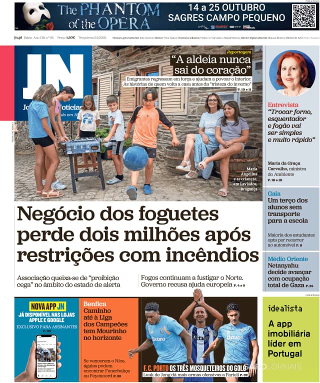 Capa jornal Jornal de Notícias 2025-08-05