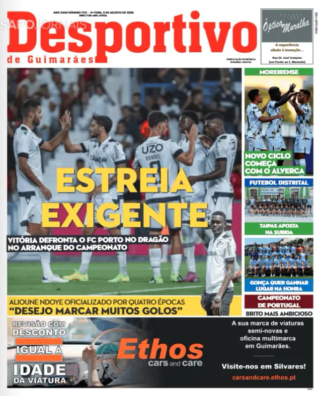 Capa jornal Desportivo de Guimarães 2025-08-05
