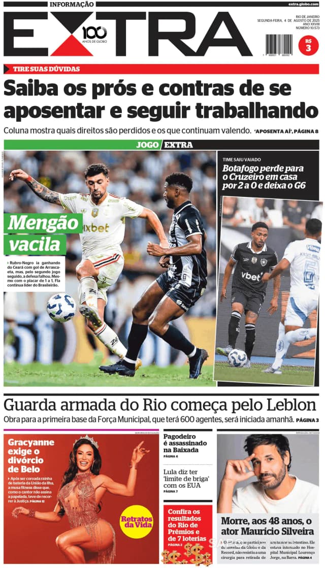 Capa jornal Extra 2025-08-04