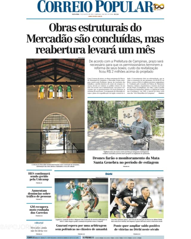 Capa jornal Correio Popular 2025-08-01