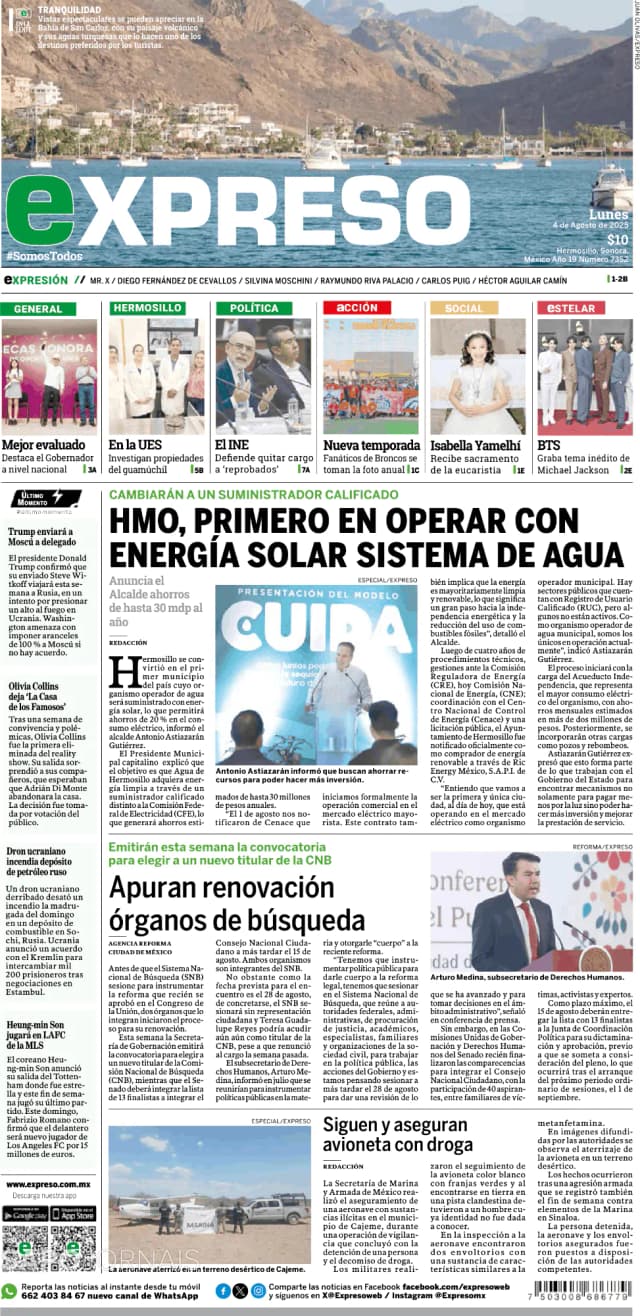 Capa jornal Expreso 2025-08-05