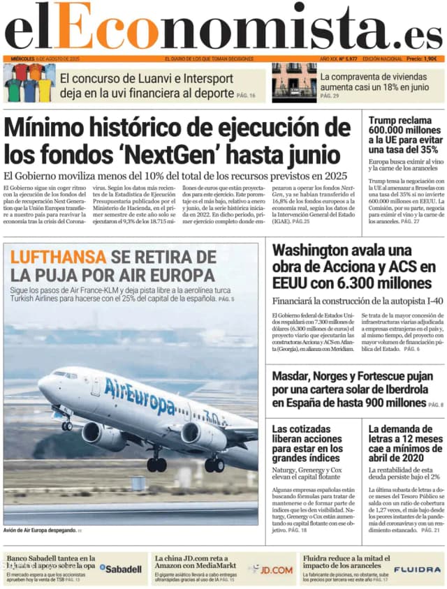 Capa jornal El Economista 2025-08-06