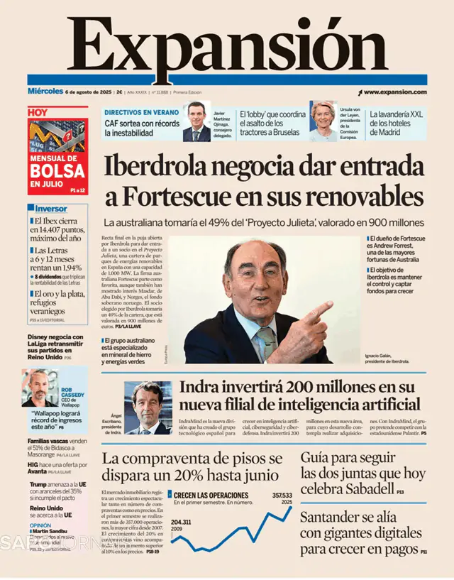 Capa jornal Expansión 2025-08-06